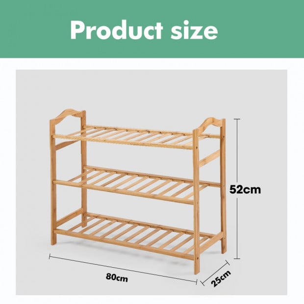 Bamboo Shoe Rack Storage Wooden Shelf Stand 3 Tiers Layers Image 9
