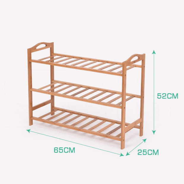 2x 3 Tier Bamboo Shoe Rack Organizer Storage Shelves Stand Image 2
