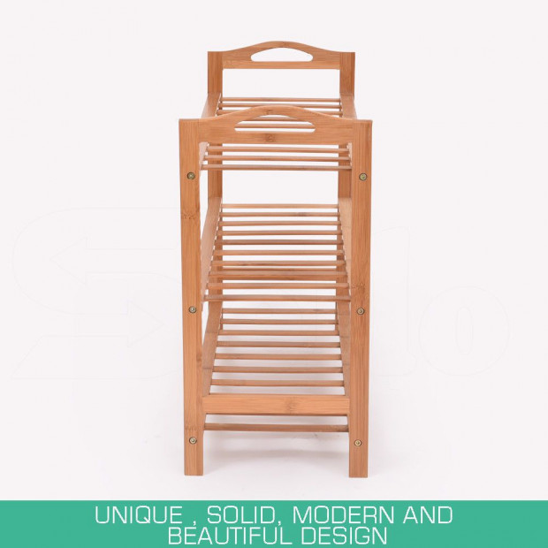 2x 3 Tier Bamboo Shoe Rack Organizer Storage Shelves Stand Image 4