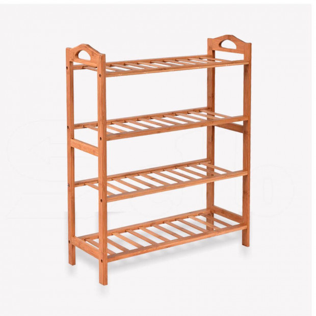 2x 4 Tier Bamboo Shoe Rack Shoes Storage Shelves Stand Shelf