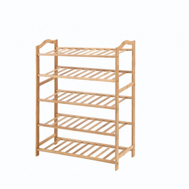 Bamboo Shoe Rack Storage Wooden Shelf Stand 5 Tiers Layers 70cm