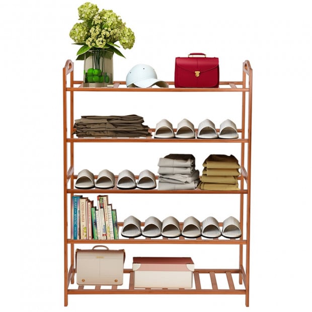 5 Tier Wooden Shoe Rack Image 3