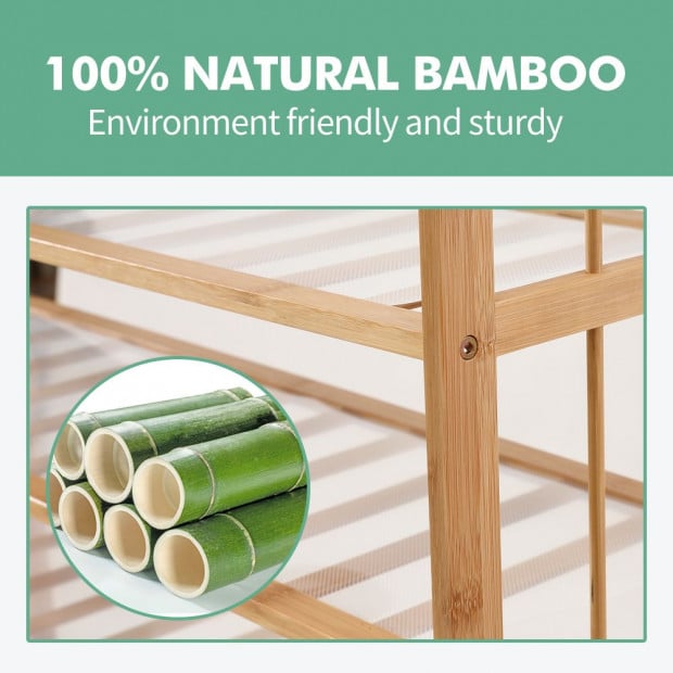 Bamboo Shoe Rack Storage Wooden Shelf Stand 6 Tiers Layers 70cm Image 3