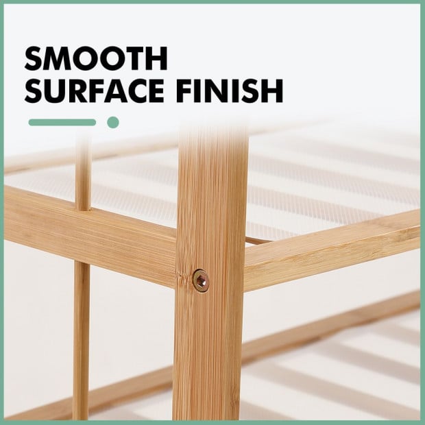 Bamboo Shoe Rack Storage Wooden Shelf Stand 6 Tiers Layers 70cm Image 4