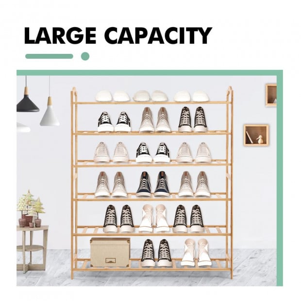 Bamboo Shoe Rack Storage Wooden Shelf Stand 6 Tiers Layers 90cm Image 5