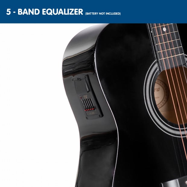 Karrera 41in Acoustic Guitar with EQ Band - Black Image 3