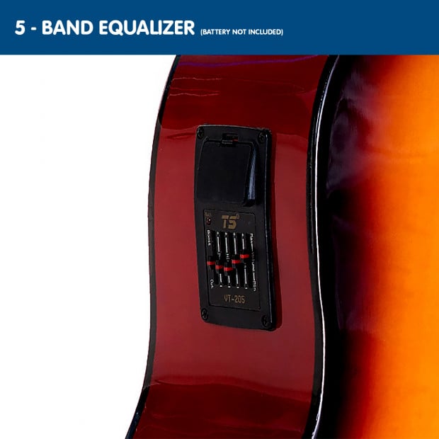 Karrera 41in Acoustic Guitar with EQ Band - Sunburst Image 4