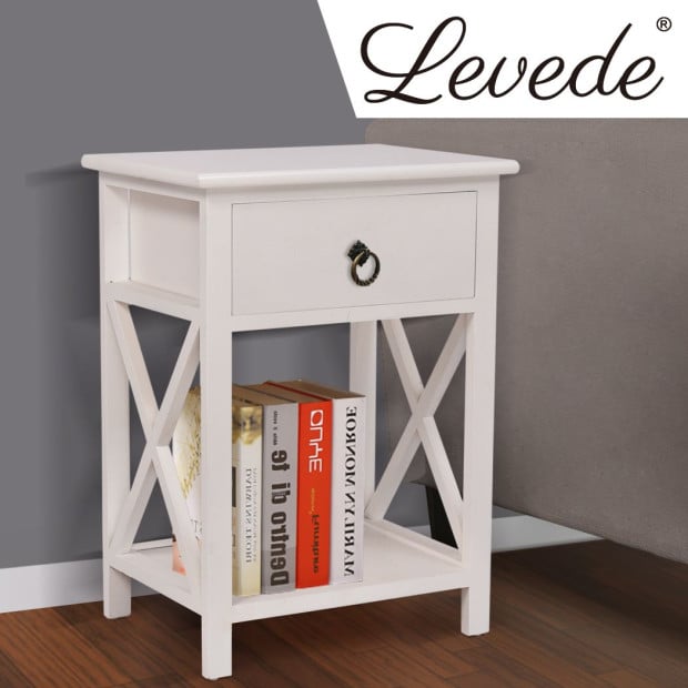 2x Bedside Tables Drawers Side Table Cabinet Nightstand Bedroom Image 7