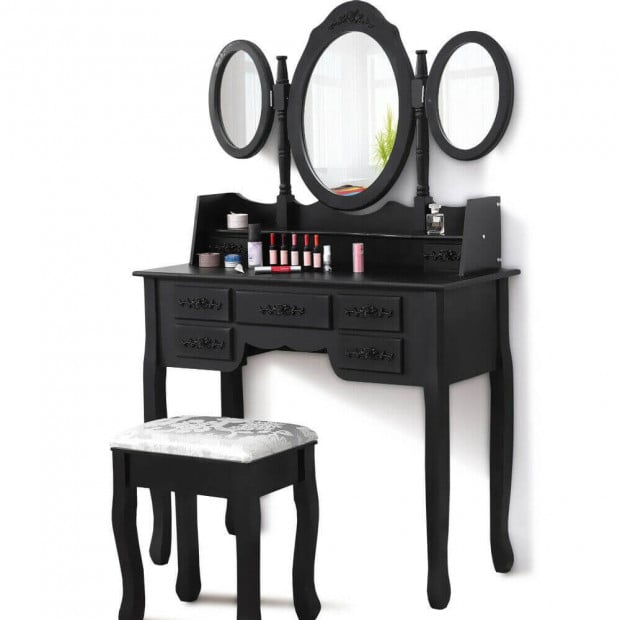 Levede Dressing Table Stool Mirror Drawer Cabinet Jewellery Organizer