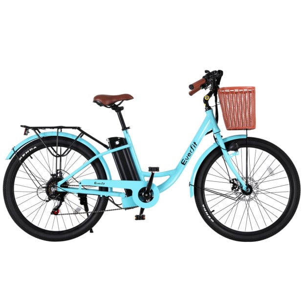 26 Electric Bike City Bicycle Ebike E-bike Commuter W/ Battery Blue