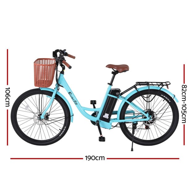 26 Electric Bike City Bicycle Ebike E-bike Commuter W/ Battery Blue Image 2