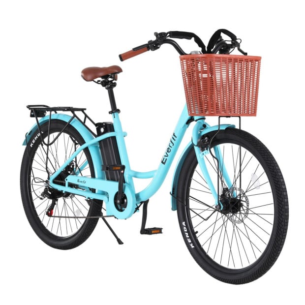 26 Electric Bike City Bicycle Ebike E-bike Commuter W/ Battery Blue Image 3
