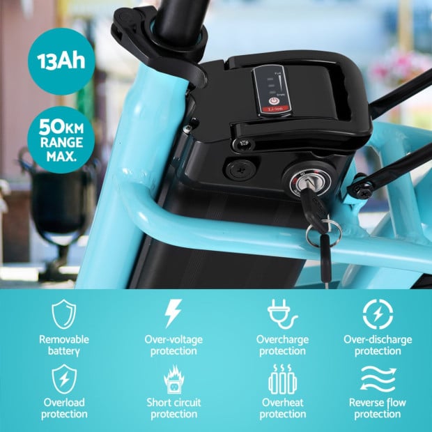 26 Electric Bike City Bicycle Ebike E-bike Commuter W/ Battery Blue Image 5