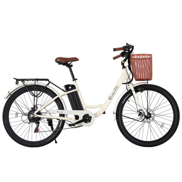 26 Electric Bike City Bicycle Ebike E-bike Commuter W/ Battery White