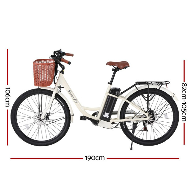 26 Electric Bike City Bicycle Ebike E-bike Commuter W/ Battery White Image 2