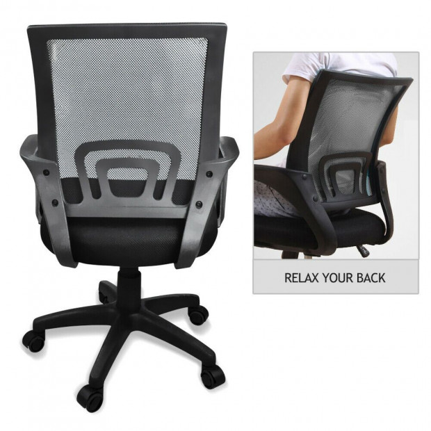 2 x Ergonomic Computer Office Midback Task Black Adjustable Chair Image 4