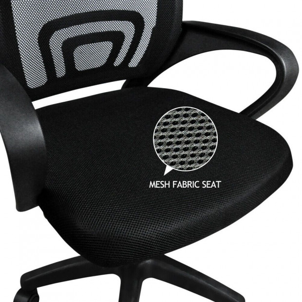 2 x Ergonomic Computer Office Midback Task Black Adjustable Chair Image 8