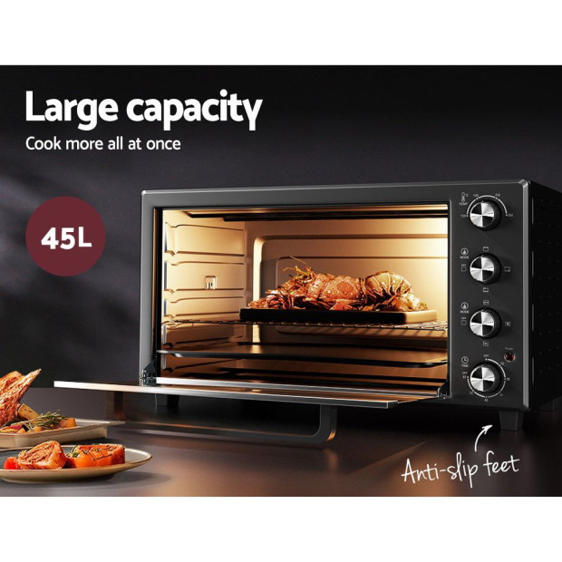 45L Electric Convection Oven Bake Benchtop Rotisserie Grill Image 4