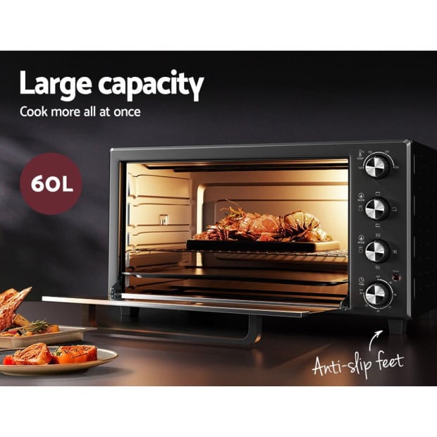 60L Electric Convection Oven Bake Benchtop Rotisserie Grill Image 4