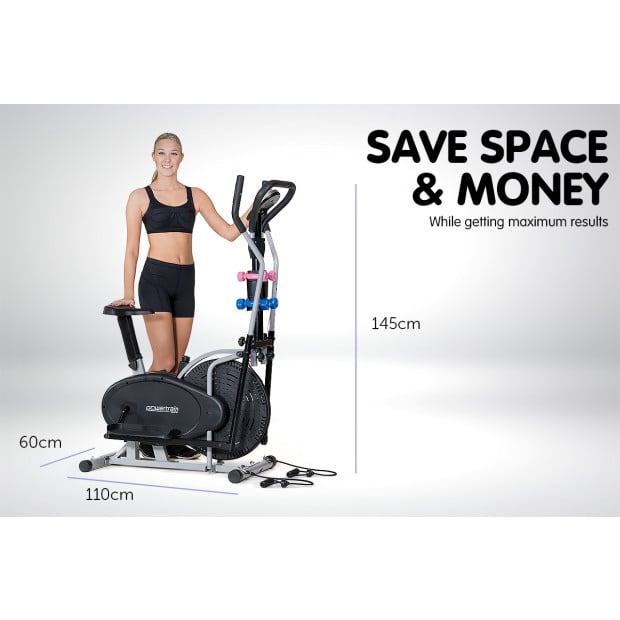 5-in-1 Powertrain Elliptical Cross Trainer & Spin Bike with Dumbbell Set Image 9