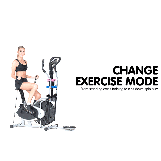 6-in-1 Powertrain Elliptical Exercise Bike with Weights and Twist Disc Image 9