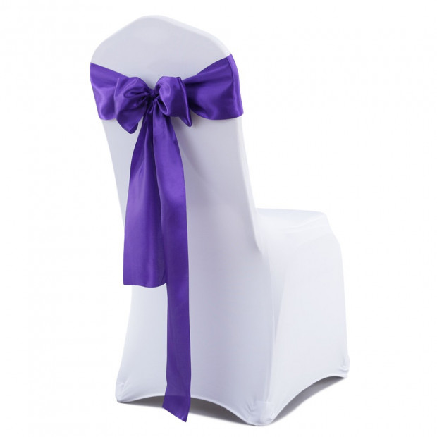 20 Pcs Wedding Party Event Home Decoration Satin Chair Sashes Eggplant