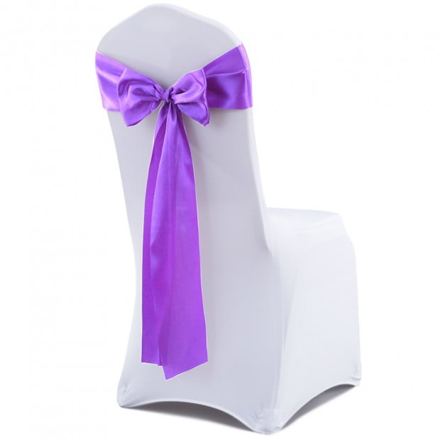 50 Pcs Wedding Party Event Home Decoration Satin Chair Sashes Lavender