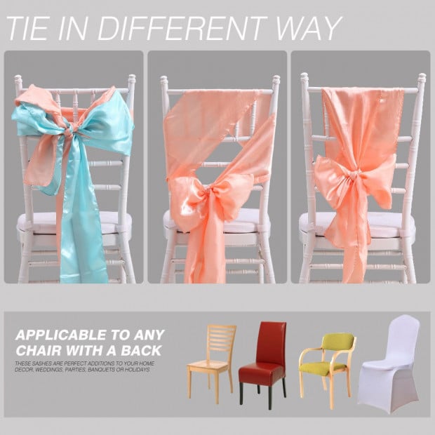 50 Pcs Wedding Party Event Home Decoration Satin Chair Sashes Coral Image 3