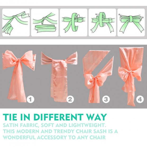 50 Pcs Wedding Party Event Home Decoration Satin Chair Sashes Coral Image 4