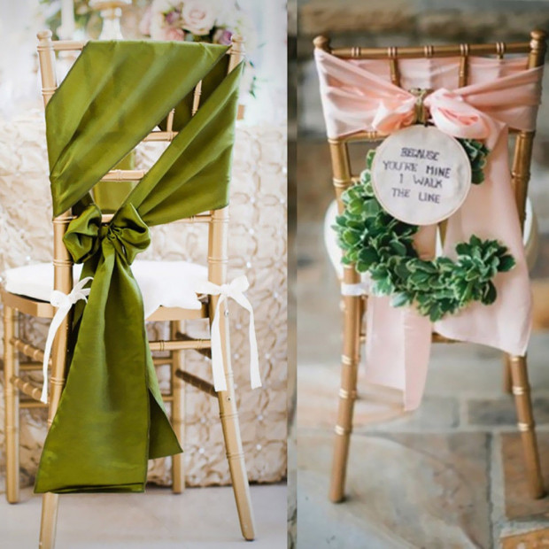 50 Pcs Wedding Party Event Home Decoration Satin Chair Sashes Coral Image 5