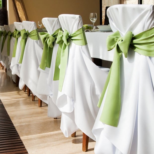 20 Pcs Wedding Party Event Home Decoration Satin Chair Sashes Green Image 6