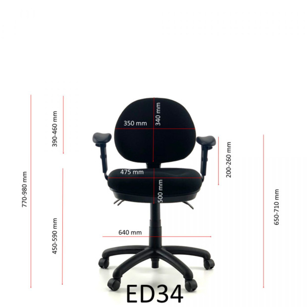 DEWEY Medium Back Adjustable Arms Handwheel School Office Chair Image 5
