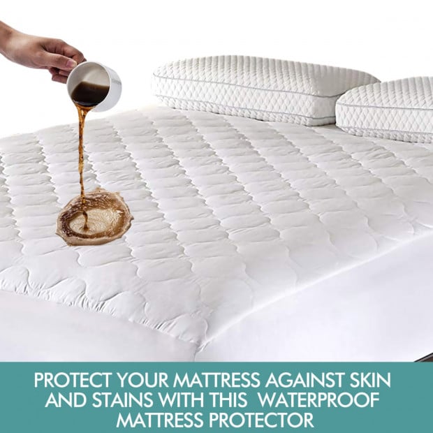 Waterproof Fitted Mattress Protector Topper Super King Image 3