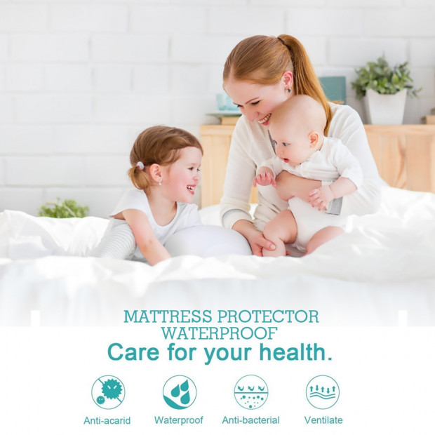 Waterproof Fitted Mattress Protector Topper Single Image 5