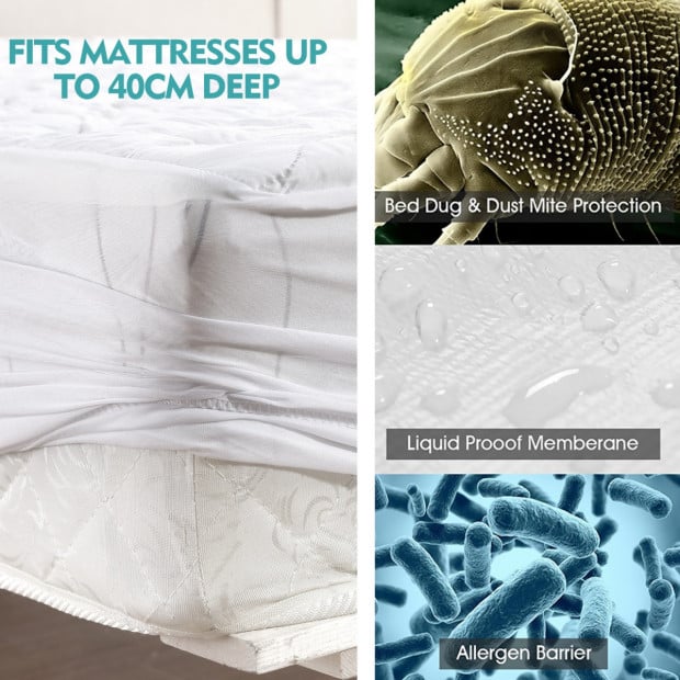 Waterproof Fitted Mattress Protector Topper Single Image 4