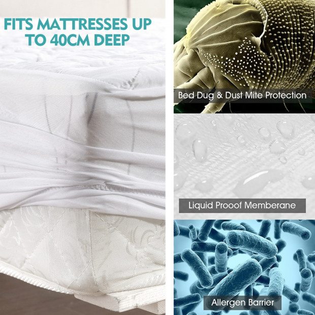 Waterproof Fitted Mattress Protector Topper Super King Image 4