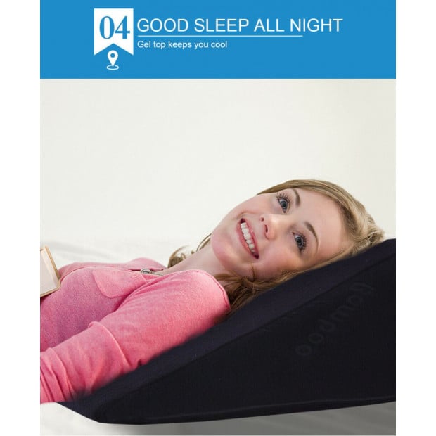 Cool Gel Memory Foam Bed Wedge Pillow Back Support Sleep with Cover Image 6
