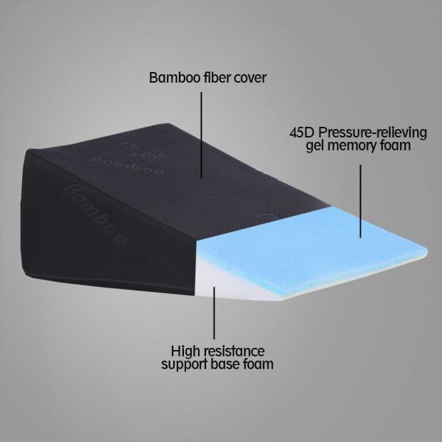 Cool Gel Memory Foam Bed Wedge Pillow Back Support Sleep with Cover Image 2