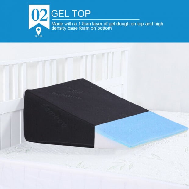 2x Cool Gel Memory Foam Bed Wedge Pillow Neck Back Support Sleep Cover Image 4