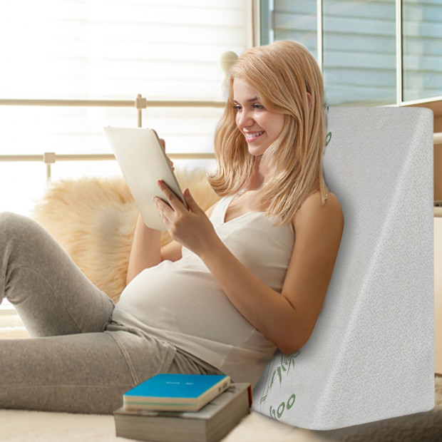 Wedge Pillow Memory Foam Cushion Back Neck Support Bamboo Cover 30cm Image 8