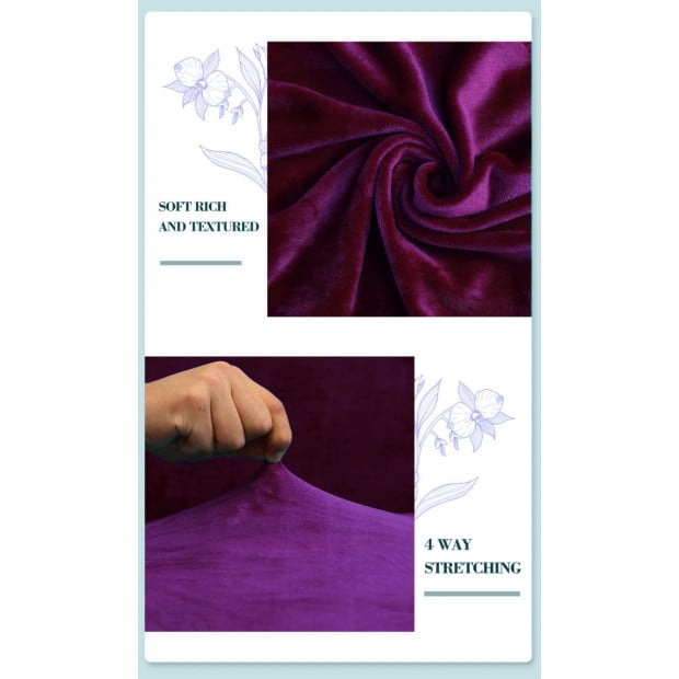 Wine 1 Seater Plush Stretch Sofa Cover Image 4