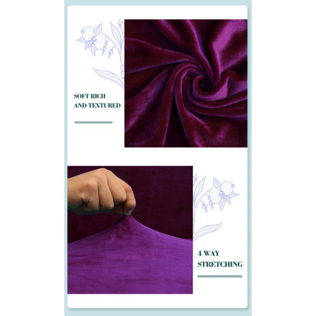 Wine 2 Seater Plush Stretch Sofa Cover Image 4