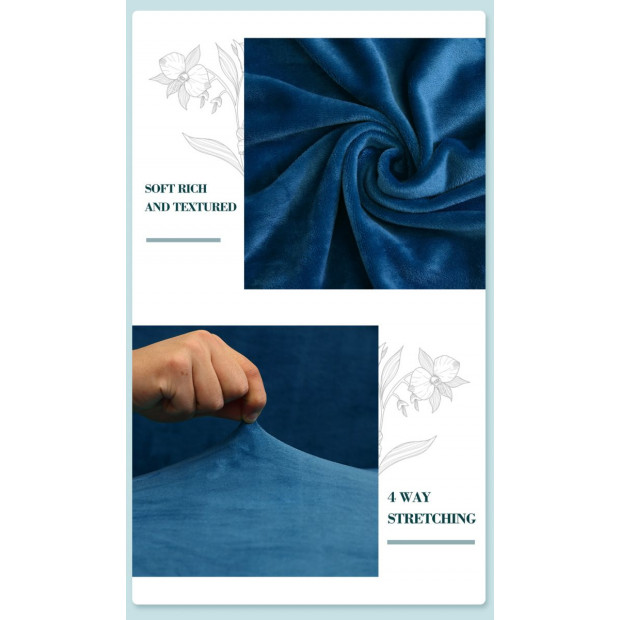 Navy 4 Seater Plush Stretch Sofa Cover Image 4