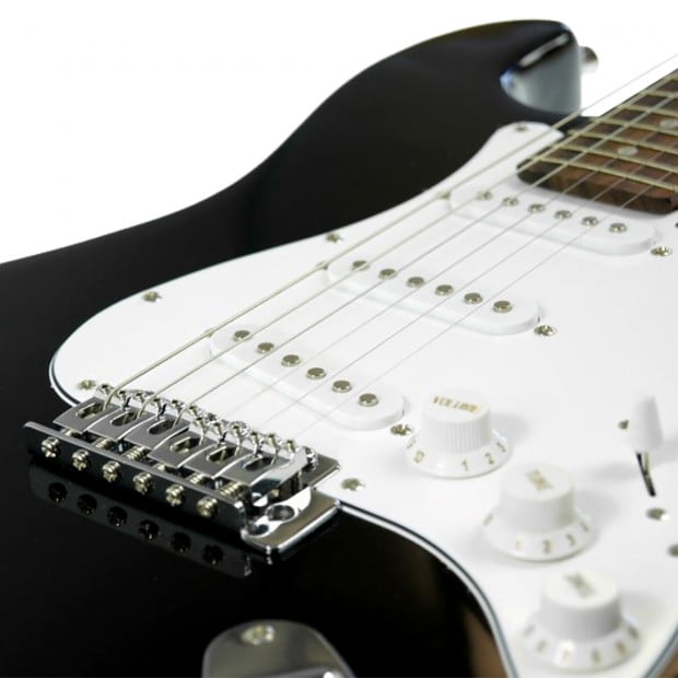 Karrera Full Size Electric Guitar - Black Image 2