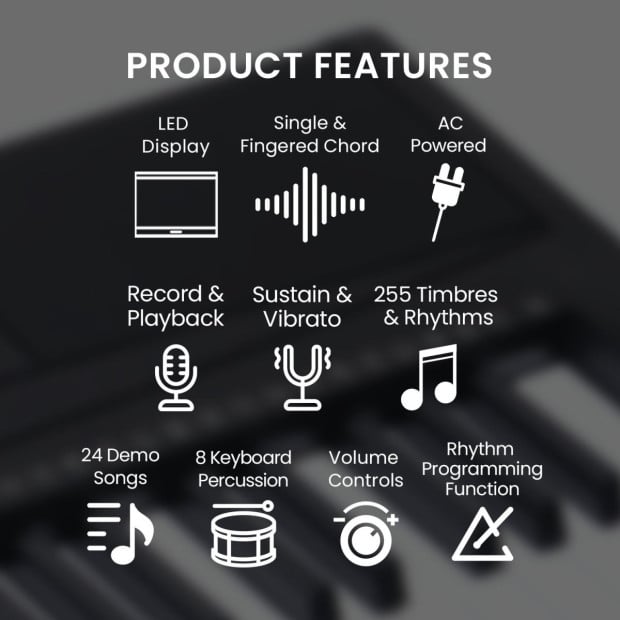 Karrera 61-Key Electronic Piano Keyboard 75cm - Black CHJ-61-75 Image 9