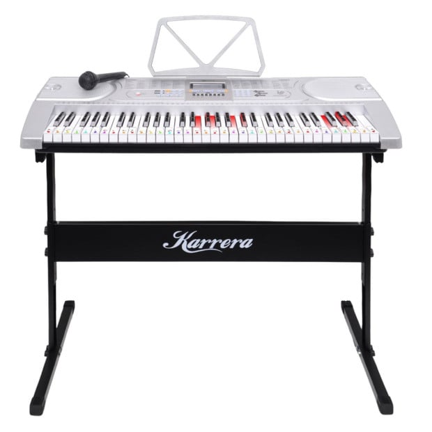 Karrera 61 Keys Electronic LED Keyboard Piano with Stand - Silver CHJ-61-L Image 2