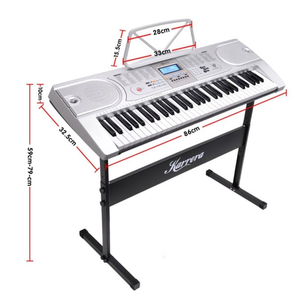 Karrera 61 Keys Electronic LED Keyboard Piano with Stand - Silver CHJ-61-L Image 4
