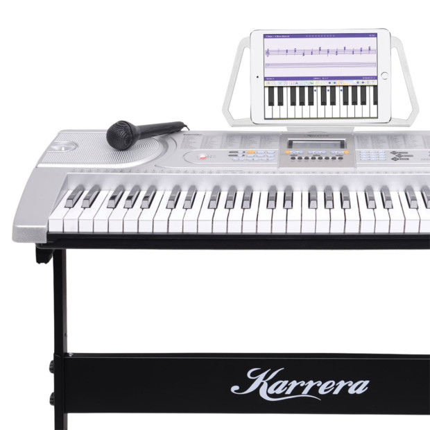 Karrera 61 Keys Electronic LED Keyboard Piano with Stand - Silver CHJ-61-L Image 7
