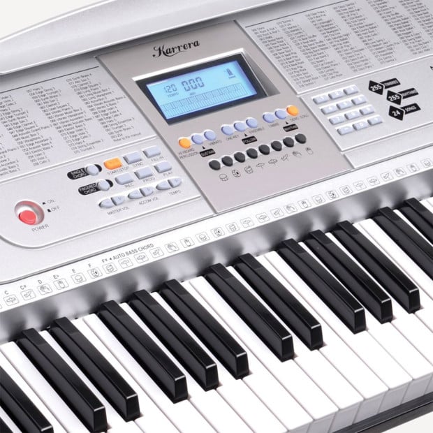 Karrera 61 Keys Electronic LED Keyboard Piano with Stand - Silver CHJ-61-L Image 8