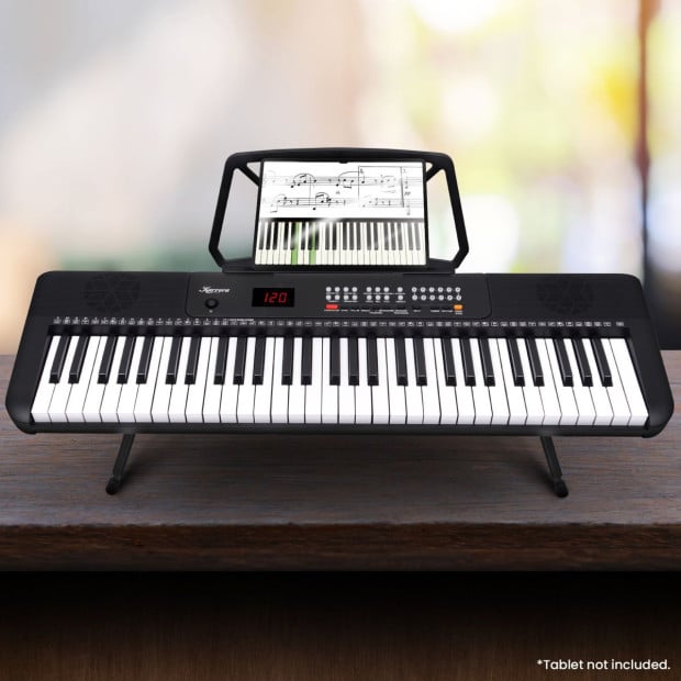 Karrera 61-Key Electronic Piano Keyboard with LED and Folding Stand - Black CHJ-SD1 Image 10